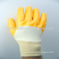 open back smooth finish yellow nitrile coated with knit wrist